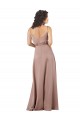 Subtle V-Neckline Formal Silky Satin Bridesmaid Dress with Front Button Detail for Sale