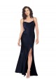 Draped Cowl Neck Formal Silky Satin Bridesmaid Dress / Prom Dress with Skirt Slit for Sale