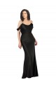Off the Shoulder Sleeves Formal Silky Satin Bridesmaid Dress / Prom Dress with Skirt Slit for Sale