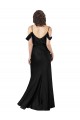 Off the Shoulder Sleeves Formal Silky Satin Bridesmaid Dress / Prom Dress with Skirt Slit for Sale