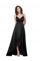 High Low V-Neckline Formal Silky Satin Tulip Bridesmaid Dress / Prom Dress with Wrap Skirt for Sale