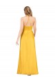 Halter A-Line Formal Silky Satin Bridesmaid Dress / Prom Dress with V-Neckline and Slit for Sale