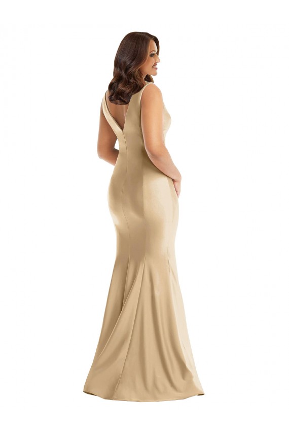 Shirred Shoulder Formal Silky Satin Mermaid Bridesmaid Dress / Prom Dress for Sale