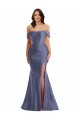Off the Shoulder Corset Formal Silky Satin Mermaid Bridesmaid Dress / Prom Dress with Side Slit for Sale