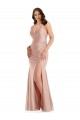 Deep V-Neck Formal Silky Satin Mermaid Bridesmaid Dress / Prom Dress with Side Slit for Sale