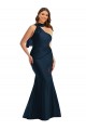 Scarf Neck One Shoulder Formal Silky Satin Mermaid Bridesmaid Dress / Prom Dress with Front Slit for Sale
