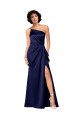 One Shoulder Formal Silky Satin Bridesmaid Dress / Prom Dress with Skirt Slit for Sale