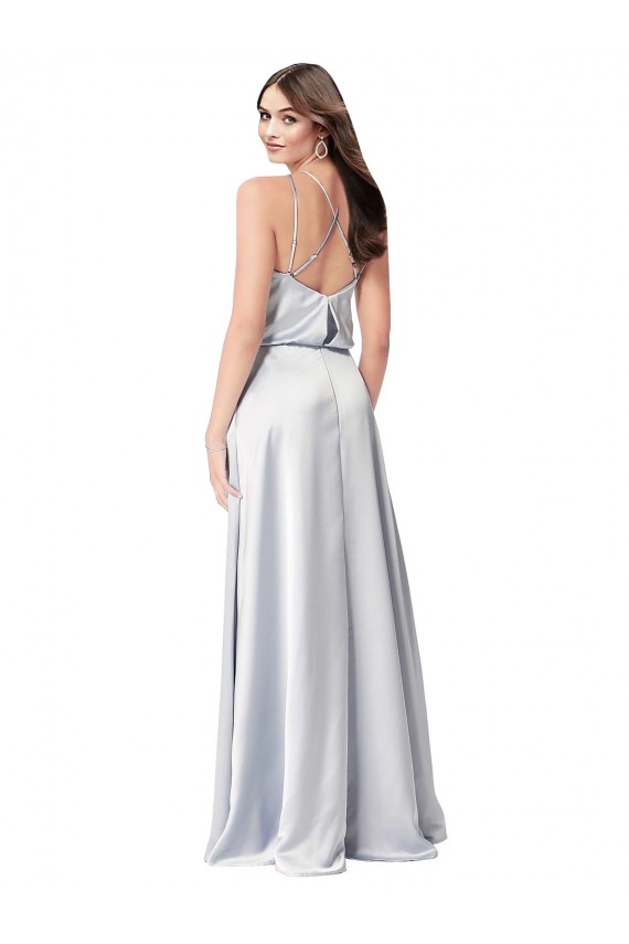 Halter Neck Formal Silky Satin Bridesmaid Dress with Strappy Back for Sale