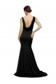 V-Neck Full Length Formal Silky Satin Bridesmaid Dress / Prom Dress with Soft Cowl Neck and Sweep Train for Sale