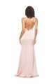 Full Length Ruched Formal Silky Satin Bridesmaid Dress / Prom Dress with Low Back and High Split for Sale