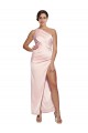 One Shoulder Full Length Long Silky Satin Bridesmaid Dress / Prom Dress with Thigh Split for Sale
