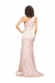Full Length One Shoulder Long Formal Silky Satin Bridesmaid Dress / Prom Dress with High Split for Sale