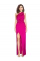 One Shoulder Long Full Length Formal Silky Satin Bridesmaid Dress / Prom Dress with Front Side Split for Sale