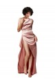 Low Back One Shoulder Full Length Formal Silky Satin Bridesmaid Dress / Prom Dress for Sale