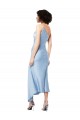 Midi Length Short Formal Silky Satin Bridesmaid Dress / Cocktail Prom Dress with Asymmetric Neckline and High Side Split for Sale