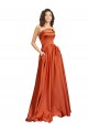 Strapless Sweep Train Formal Silky Satin Bridesmaid Dress / Prom Dress with Pleats for Sale