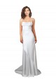 Simple Lace Up Back Cowl Neck Long Sweep Train Silky Satin Beach Wedding Dress for Sale