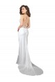 Simple Lace Up Back Cowl Neck Long Sweep Train Silky Satin Beach Wedding Dress for Sale