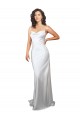 Simple Sweep Train Low Back Tie Cowl Neck Long Silky Satin Beach Wedding Dress for Sale