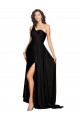 Floor Length One Shoulder Formal Silky Satin Bridesmaid Dress / Prom Dress with Side Slit for Sale