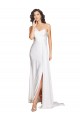 One Shoulder Floor Length Silky Satin Wedding Dress with Side Slit for Sale