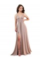 Long A-Line Plunge V-Neckline Formal Spandex Bridesmaid Dress / Prom Dress with Slit for Sale