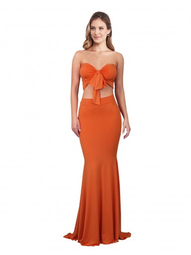 Strapless Bandeau Bodice Long Formal Spandex Bridesmaid Dress / Prom Dress for Sale