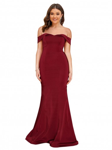 Off Shoulder Sleeves Sweetheart Neckline Long Formal Spandex Bridesmaid Dress / Prom Dress for Sale