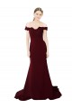 Full Length Off the Shoulder Formal Crepe Bridesmaid Dress / Prom Dress with Lace On Bodice and Back for Sale