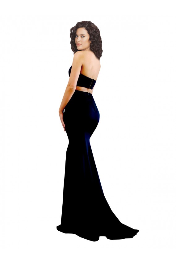 Two Piece High Neck Formal Crepe Bridesmaid Dress / Prom Dress for Sale