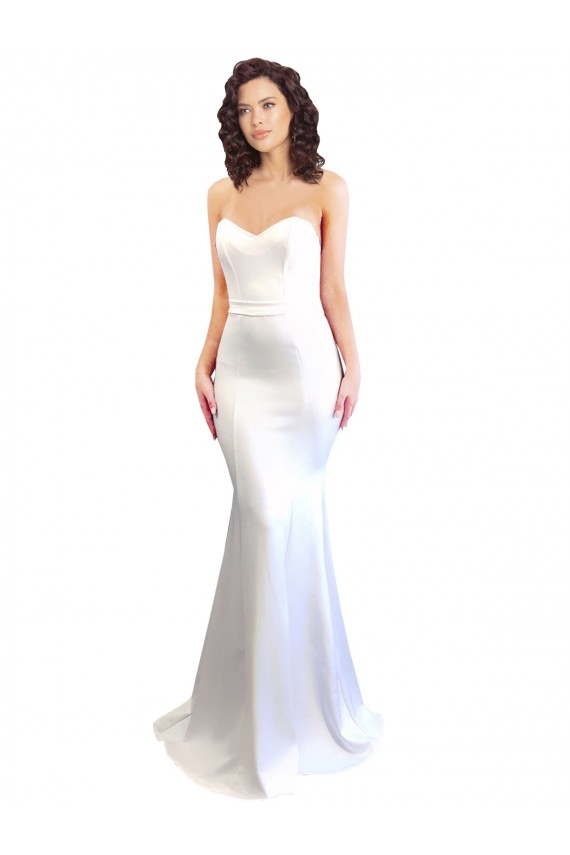 Sweetheart Strapless High Neck Long Formal Crepe Bridesmaid Dress / Prom Dress for Sale