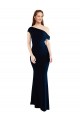 Draped Off the Shoulder Fitted Formal Crepe Bridesmaid Dress / Prom Dress for Sale