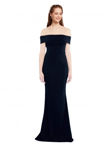Off the Shoulder Fitted Formal Crepe Bridesmaid Dress / Prom Dress with Back Cut Out for Sale
