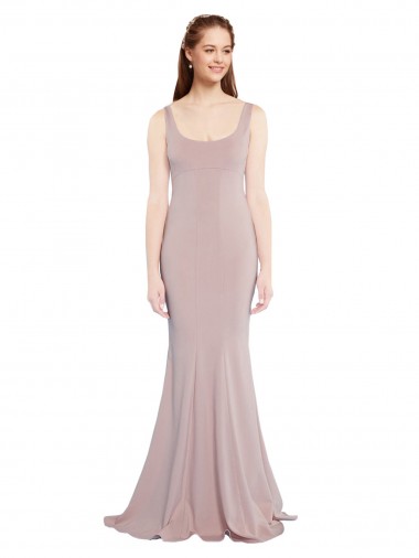 Sleeveless Scoop Neck Fully Lined Formal Crepe Bridesmaid Dress / Prom Dress for Sale