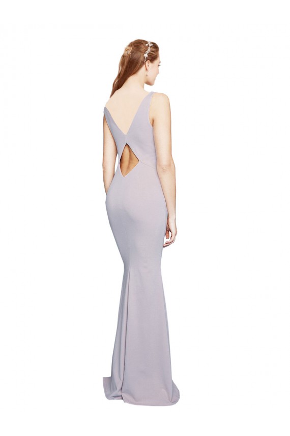 Cut-Out Back V-Neckline Mermaid Formal Crepe Bridesmaid Dress / Prom Dress Keyhole Back for Sale