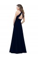 High Neck Crepe Bridesmaid Dress / Prom Dress with Pleats and Keyhole Back for Sale