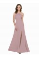 High Neck Crepe Bridesmaid Dress / Prom Dress with Pleats and Keyhole Back for Sale