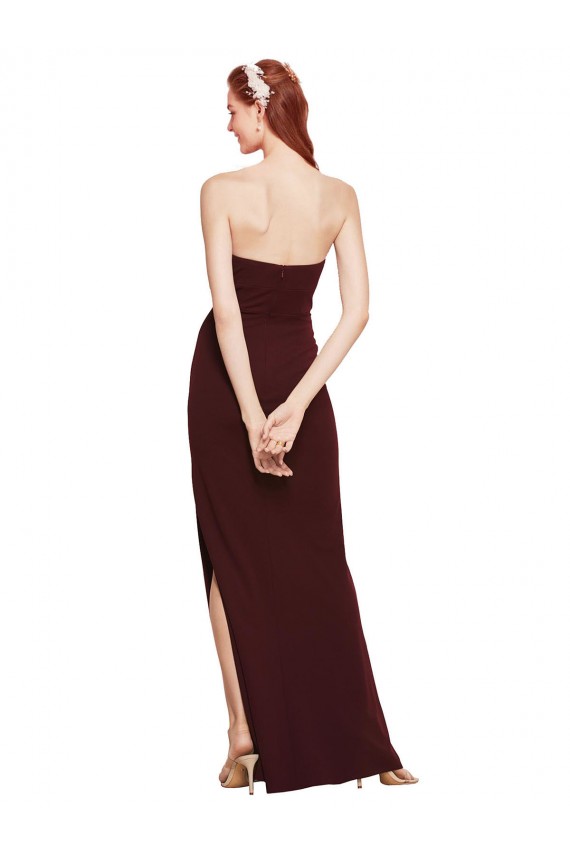 Twisted Strapless Keyhole Long Formal Crepe Bridesmaid Dress / Prom Dress with Slit for Sale