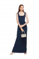 Scoop Neck with Ruffles Long Formal Crepe Bridesmaid Dress / Prom Dress with Back Slit for Sale