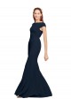Fit and Flare Long Formal Crepe Bridesmaid Dress / Prom Dress with Tie Open Back for Sale