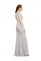 Fit and Flare Long Formal Crepe Bridesmaid Dress / Prom Dress with Tie Open Back for Sale