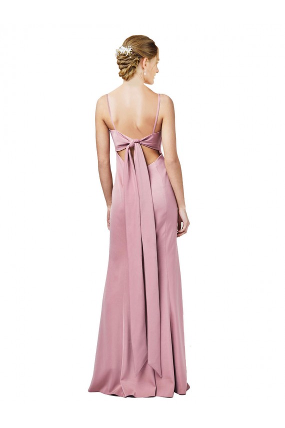 Fit and Flare Slim Formal Crepe Bridesmaid Dress / Prom Dress with Cutout Back for Sale