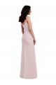 Spaghetti Strap V Back Formal Crepe Bridesmaid Dress / Prom Dress with Front Slit for Sale
