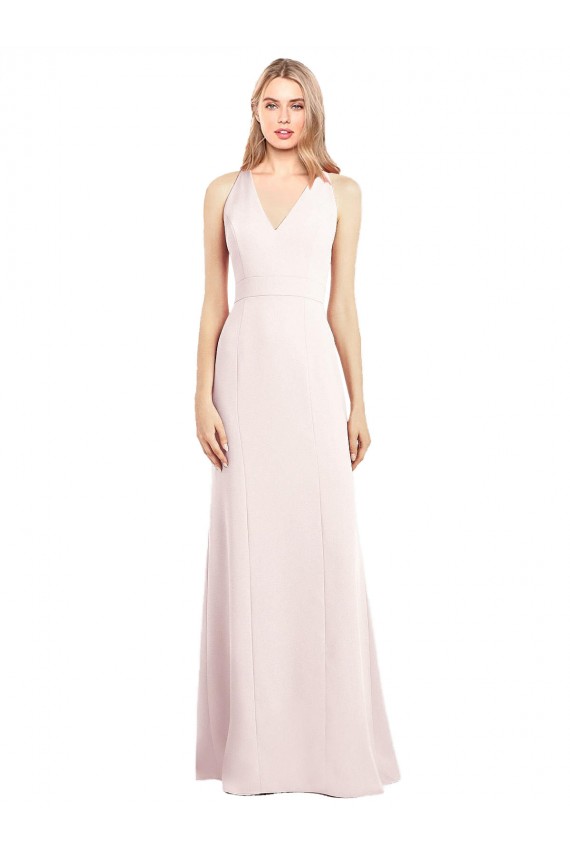 V-Neck Keyhole Back Crepe Trumpet Bridesmaid Dress / Prom Dress for Sale