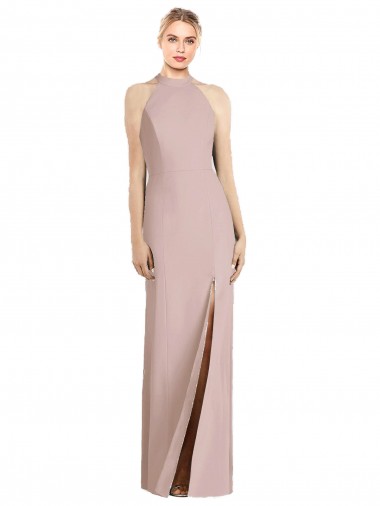 High Neck Cutout Halter Trumpet Bridesmaid Dress for Sale