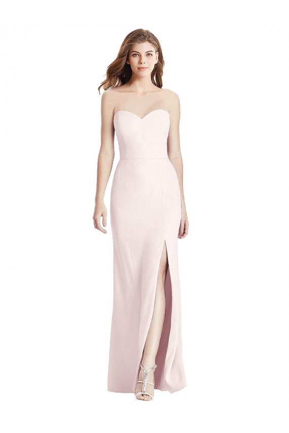 Strapless Crepe Trumpet Bridesmaid Dress / Prom Dress with Front Slit for Sale