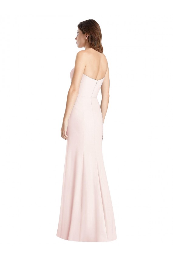 Strapless Crepe Trumpet Bridesmaid Dress / Prom Dress with Front Slit for Sale