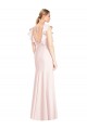 Ruffle Cap Sleeves Open Back Trumpet Bridesmaid Dress / Prom Dress for Sale