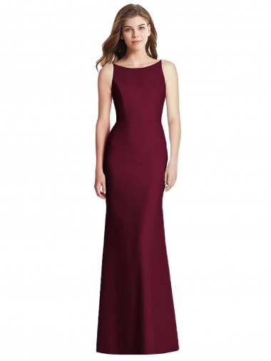 Open Cowl Back Bateau Neck Trumpet Bridesmaid Dress for Sale