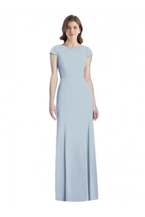 Bateau Neck Cap Sleeves Open Back Trumpet Bridesmaid Dress / Prom Dress for Sale